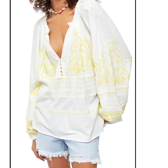 Free People NWT Persuasion Boho Embroidered Top - Picture 3 of 6